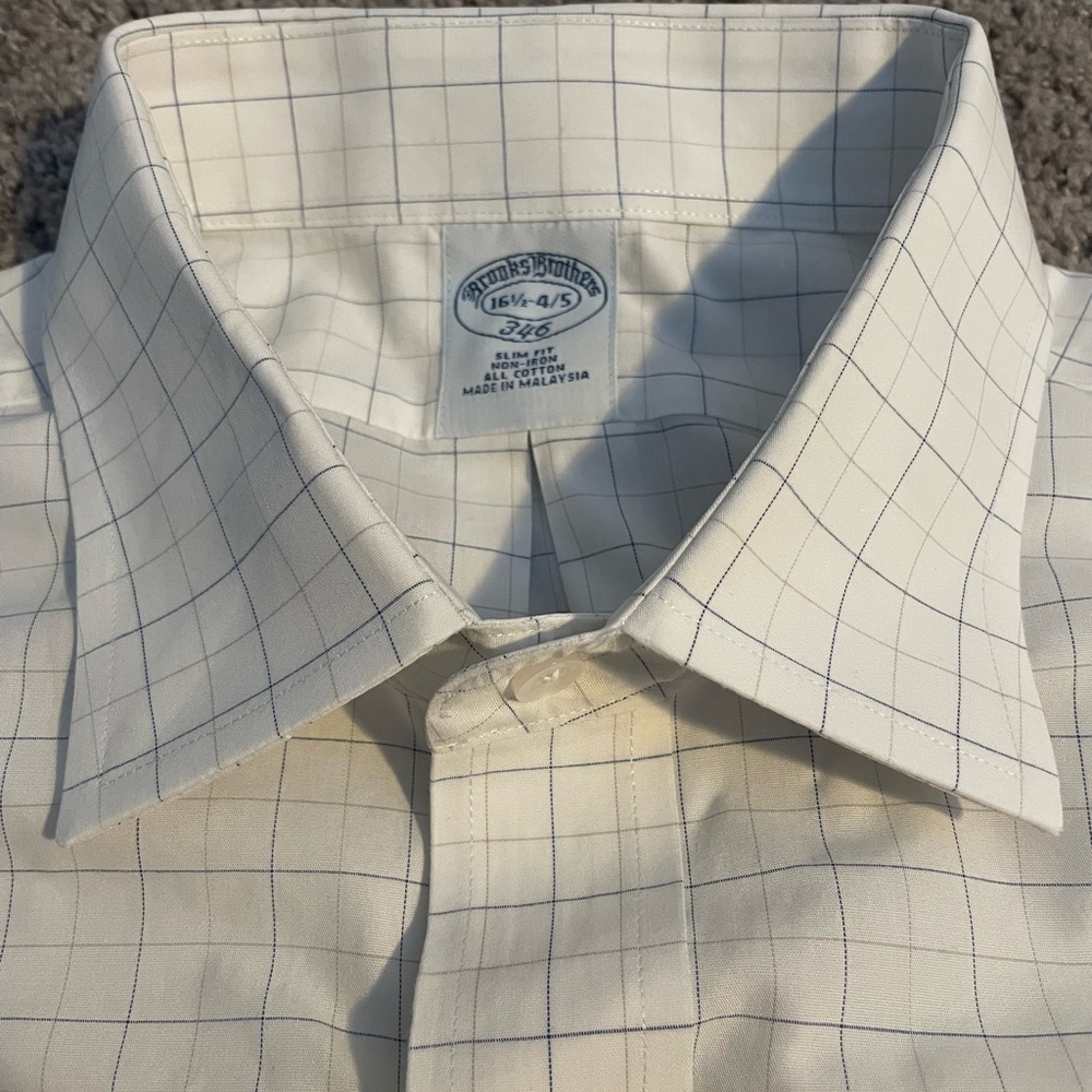 Brooks Brothers-346 Slim Fit Non-Iron Dress Shirt 161/2 4/5